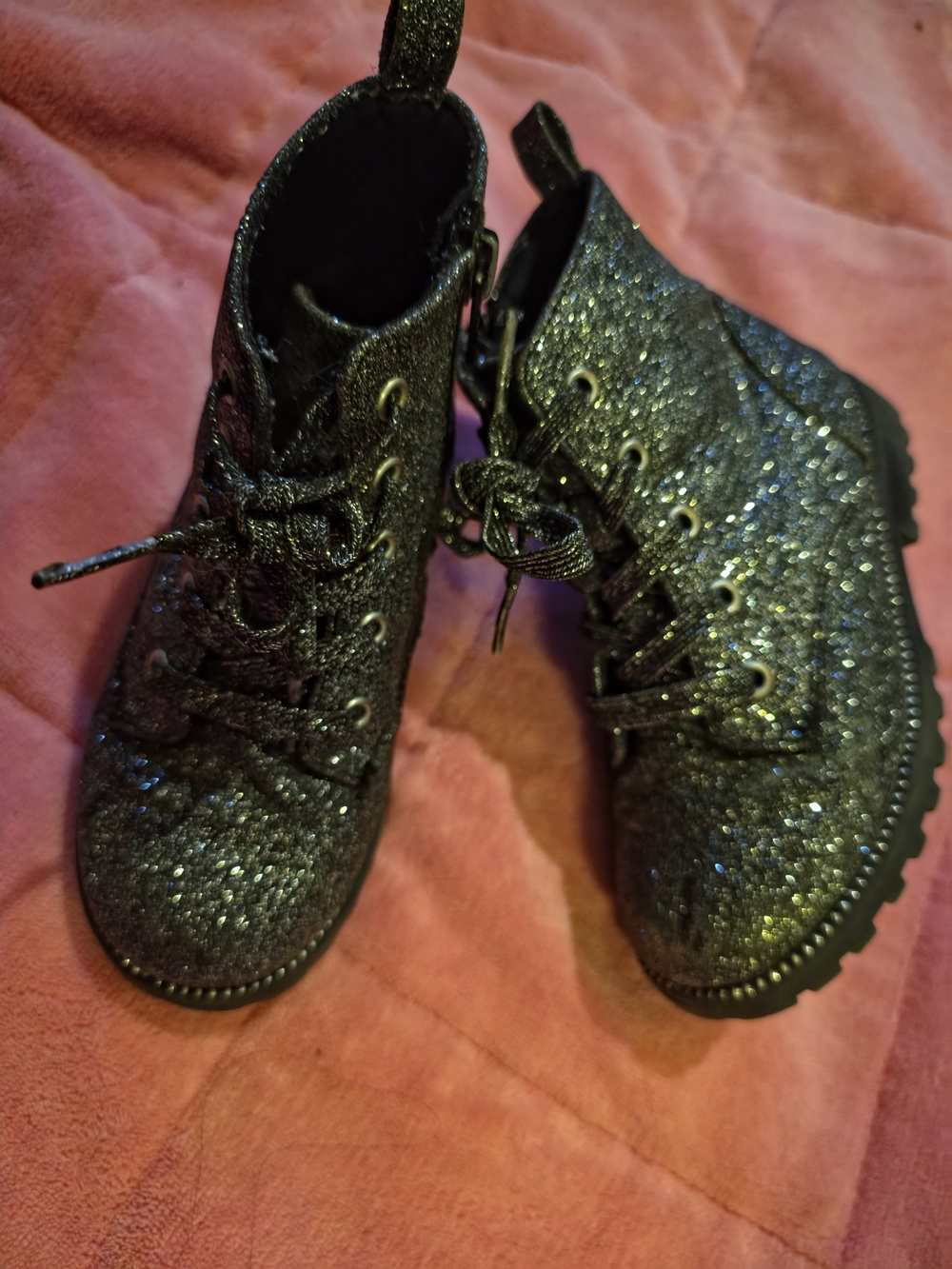 CYNTHIA ROWLEY glittery bling black sparkling Sequinced Boots toddler sz9